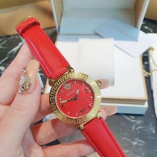 ĐỒNG HỒ NỮ CAO CẤP VERSEC MEDUSA DÂY DA MẶT TRÒN VÂN XANH VÀ ĐỎ