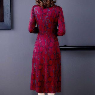 Váy trung niên sang trọng cho mẹ bigsize phong cách Hàn Quốc  dáng suông che khuyết điểm tốt, chất liệu poly co giãn A22 Nữ Voan