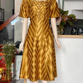 Đầm trung niên sang trọng WOBE, thiết kế cao cấp dự tiệc cho mẹ co giãn tốt đến 80kg DN13