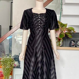 Đầm trung niên sang trọng WOBE, thiết kế cao cấp dự tiệc cho mẹ co giãn tốt đến 80kg DN13