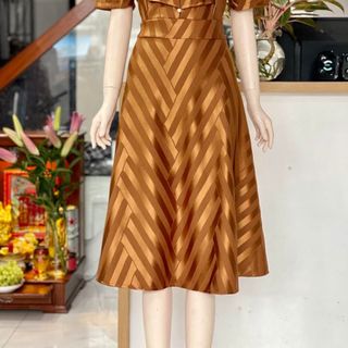 Đầm trung niên sang trọng WOBE, thiết kế cao cấp dự tiệc cho mẹ co giãn tốt đến 80kg DN13