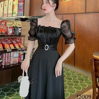 Đầm dự tiệc sang trọng, chất liệu poly 2 da cao cấp Nữ Voan