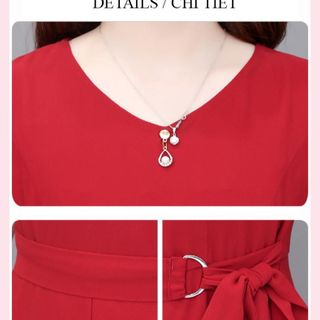 Đầm trung niên cho mẹ bigsize cao cấp dự tiệc sang trọng thiết kế dáng xoè đẹp HN13 ĐỎ Nữ Dress