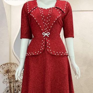 Đầm dạ hội trung niên chất liệu nhũ ánh kim co giãn cực tốt. cho mẹ dự tiệc sang trọng bigsize 80KG M453 Nữ Voan Women