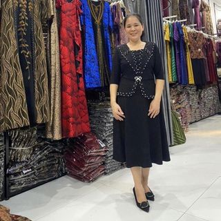 Đầm dạ hội trung niên chất liệu nhũ ánh kim co giãn cực tốt. cho mẹ dự tiệc sang trọng bigsize 80KG M453 Nữ Voan Women