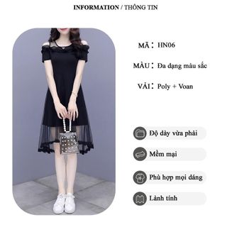 Đầm dự tiệc thiết kế dáng xoè dự tiệc chất liệu umi co giãn phối voan, mềm mại, sang trong,thanh lịch HN06