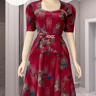 Đầm trung niên chất thun nhũ ánh kim co giãn cho mẹ dự tiệc sang trọng bigsize cao cấp DN23 Nữ Kim Tuyến