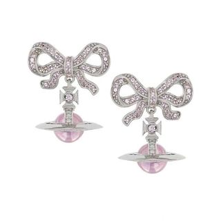 HOA TAI VÀ DÂY CHUYỀN SIÊU CẤP VIVIENN MẶT NƠ ĐÁ FULLBOX