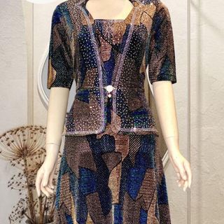 Đầm dạ hội trung niên dự tiệc sang trọng vải nhũ kim sa tặng mẹ co giãn bigsize FREESIZE TỪ 50kg đến 80kg A24