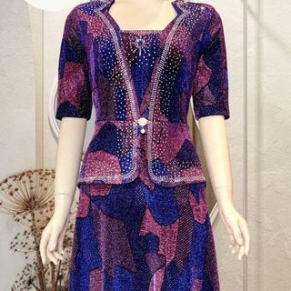 Đầm dạ hội trung niên dự tiệc sang trọng vải nhũ kim sa tặng mẹ co giãn bigsize FREESIZE TỪ 50kg đến 80kg A24