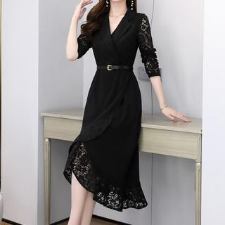 Váy trung niên sang trọng cho mẹ bigsize phong cách Hàn Quốc đuôi cá dáng xòe đẹp cao cấp dự tiệc P01