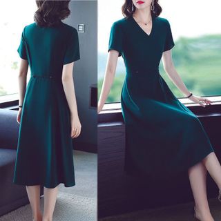 Đầm trung niên sang trong bigsize cao cấp dự tiệc cho mẹ thiết kế dáng suông đẹp S29 Nữ Dress