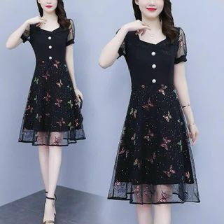 Đầm trung niên cho mẹ bigsize cao cấp dự tiệc sang trọng thiết kế dáng xoè đẹp HN14 Nữ