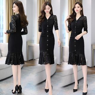 Đầm trung niên sang trong cho mẹ bigsize cao cấp phong cách Hàn Quốc dáng suông dự tiệc đẹp HN05