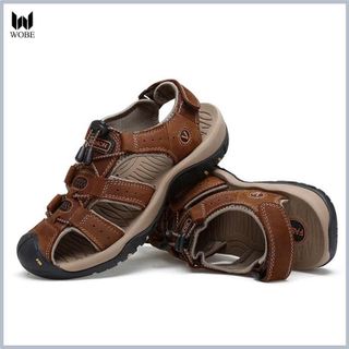 Dép Xăng Đan Nam Da Bò Quai Ngang Đế Cao Su Bền Đẹp Mẫu Mới Sandal Đế Bằng GN09