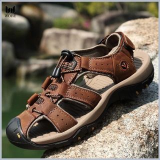 Dép Xăng Đan Nam Da Bò Quai Ngang Đế Cao Su Bền Đẹp Mẫu Mới Sandal Đế Bằng GN09