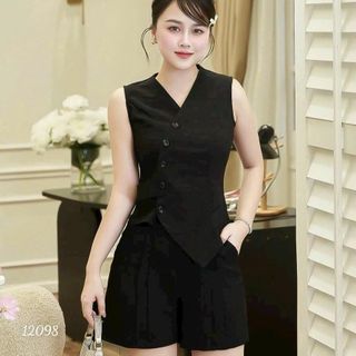 Set áo gile + quần đùi tây, chất liệu cotton lạnh mềm mại, dày dặn, set công sở thanh lịch, sang trọng HN81