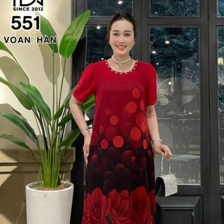 Váy đầm trung niên cho mẹ sang trọng bigsize cao cấp dự tiệc, đầm dáng suông che khuyết điểm, BIGSIZE DƯỚI 75KG M551