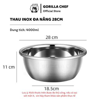 THAU INOX VIỀN LỚN GORILLA CHEF 28CM (T100)