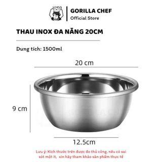 THAU INOX VIỀN LỚN GORILLA CHEF 20CM (T200)