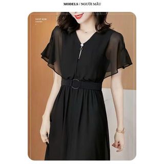 Váy trung niên dự tiệc sang trọng cho mẹ bigsize, thiết kế dáng xòe che khuyết điểm tốt - L220