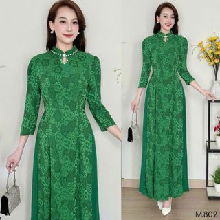 Áo Dài Giả Đầm Trung Niên với chất liệu thun bông co giãn, mềm mại, thoáng mát bigsize M802