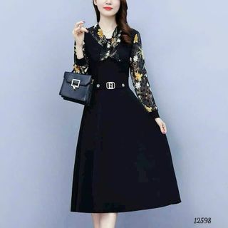 Đầm trung niên cho mẹ bigsize thiết kế công sở dáng xòe cao cấp dự tiệc U40 U50 U60 HN05