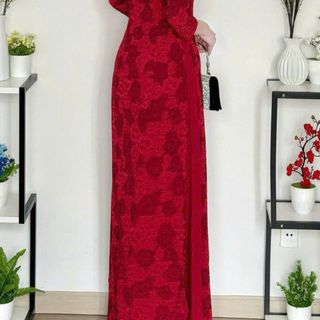 Áo Dài Giả Đầm Trung Niên với chất liệu thun bông co giãn, mềm mại, thoáng mát bigsize M802