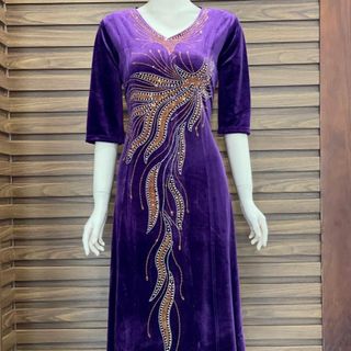 Đầm dạ hội trung niên chất Nhung co giãn cực tốt cho mẹ dự tiệc sang trọng bigsize cao cấp DN16 Nữ Dress Women