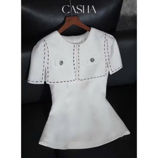 Set áo kiểu dáng peplum phong cách Hàn quốc + quần suông, cotton lạnh - A08