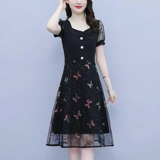 Đầm trung niên cho mẹ bigsize cao cấp dự tiệc sang trọng thiết kế dáng xoè đẹp HN14 Nữ