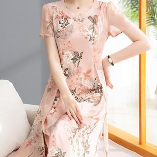 Đầm trung niên sang trọng cho mẹ bigsize phong cách Quảng Châu thiết kế dáng suông đẹp cao cấp dự tiệc -P12 Nữ Dress