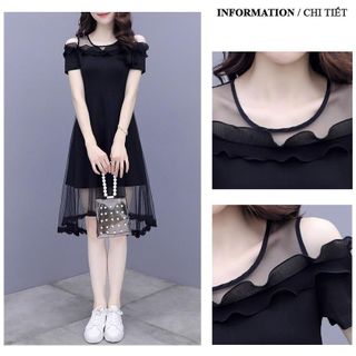 Đầm dự tiệc thiết kế dáng xoè dự tiệc chất liệu umi co giãn phối voan, mềm mại, sang trong,thanh lịch HN06