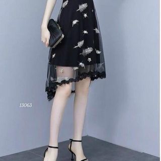 Đầm dự tiệc thiết kế dáng xoè dự tiệc chất liệu umi co giãn phối voan, mềm mại, sang trong,thanh lịch N09