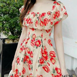 Đầm dự tiệc sang trọng cho mẹ bigsize, chất liệu voan lụa mềm mại, thiết kế dáng xòe đẹp cao cấp dự tiệc - HOA02