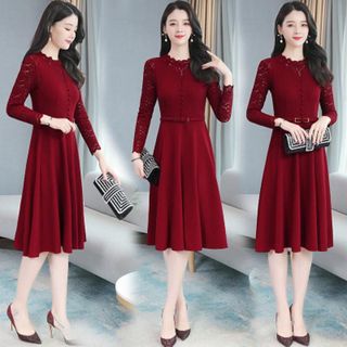 Đầm trung niên sang trong bigsize cho mẹ cao cấp dự tiệc thiết kế dáng suông đẹp L92 Nữ Dress