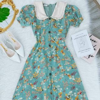 Đầm dáng xoè dự tiệc lụa hoa cao cấp, mềm mại, sang trong,thanh lịch bigsize N30