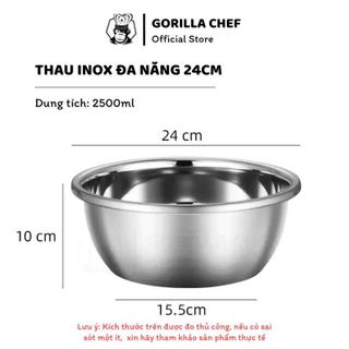 THAU INOX VIỀN LỚN GORILLA CHEF 24CM (T140)