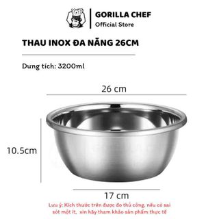 THAU INOX VIỀN LỚN GORILLA CHEF 26CM (T100)
