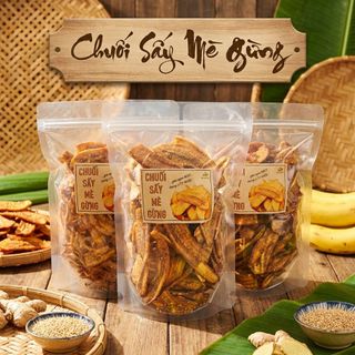 CHUỐI SẤY MÈ GỪNG GIÒN RỤM – ĂN LÀ GHIỀN 500G - WINNIE HOUSE