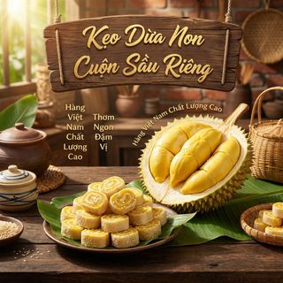 KẸO DỪA NON CUỘN SẦU RIÊNG 500G, THƠM BÉO TỰ NHIÊN - WINNIE HOUSE