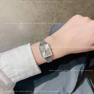 ĐỒNG HỒ NỮ CAO CẤP D WELLINGTON QUARDO DÂY LƯỚI CN BẠC MẶT XÁM HỘP NƠ TEM