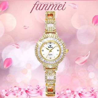 QUÀ QUỐC TẾ PN ĐỒNG HỒ NỮ CHÍNH HÃNG FUNMEI F2062 ĐÍNH ĐÁ SWAROSKI FULLBOX TEM HÃNG