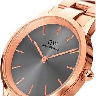 ĐỒNG HỒ NAM NỮ CAO CẤP D WELLINGTON ICONIC LINK GOLD ROSE MẶT XÁM HỘP NƠ TEM