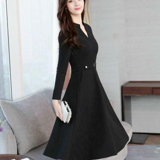 Đầm trung niên dự tiệc sang trọng tặng mẹ, vải umi co giãn, che khuyết điểm tốt - HN07 Nữ Dress