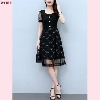 Đầm trung niên WOBE cho mẹ bigsize cao cấp dự tiệc sang trọng thiết kế dáng xoè đẹp HN15