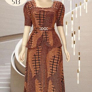 Đầm dạ hội trung niên chất nhũ kim sa phối nhung có lớp lót, đính đá cao câp, co giãn cực tốt cho mẹ dự tiệc sang trọng bigsize cao cấ, Maxi - giả vest p M513 Nữ Thun Women Dress