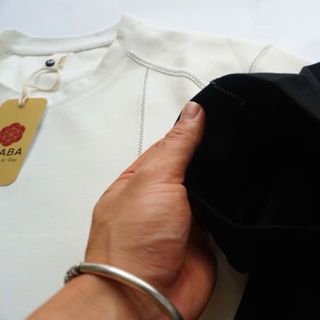 Áo thun nam ngắn tay ABABA F6952 vải Cotton lạnh phối chỉ nổi co giãn 4 chiều cực mát form Regular