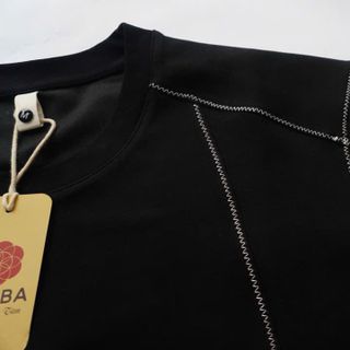 Áo thun nam ngắn tay ABABA F6952 vải Cotton lạnh phối chỉ nổi co giãn 4 chiều cực mát form Regular