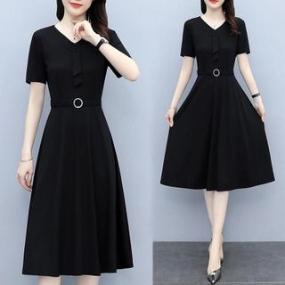 Đầm trung niên sang trong cho mẹ cao cấp bigsize dự tiệc thiết kế dáng suông đẹp - T05